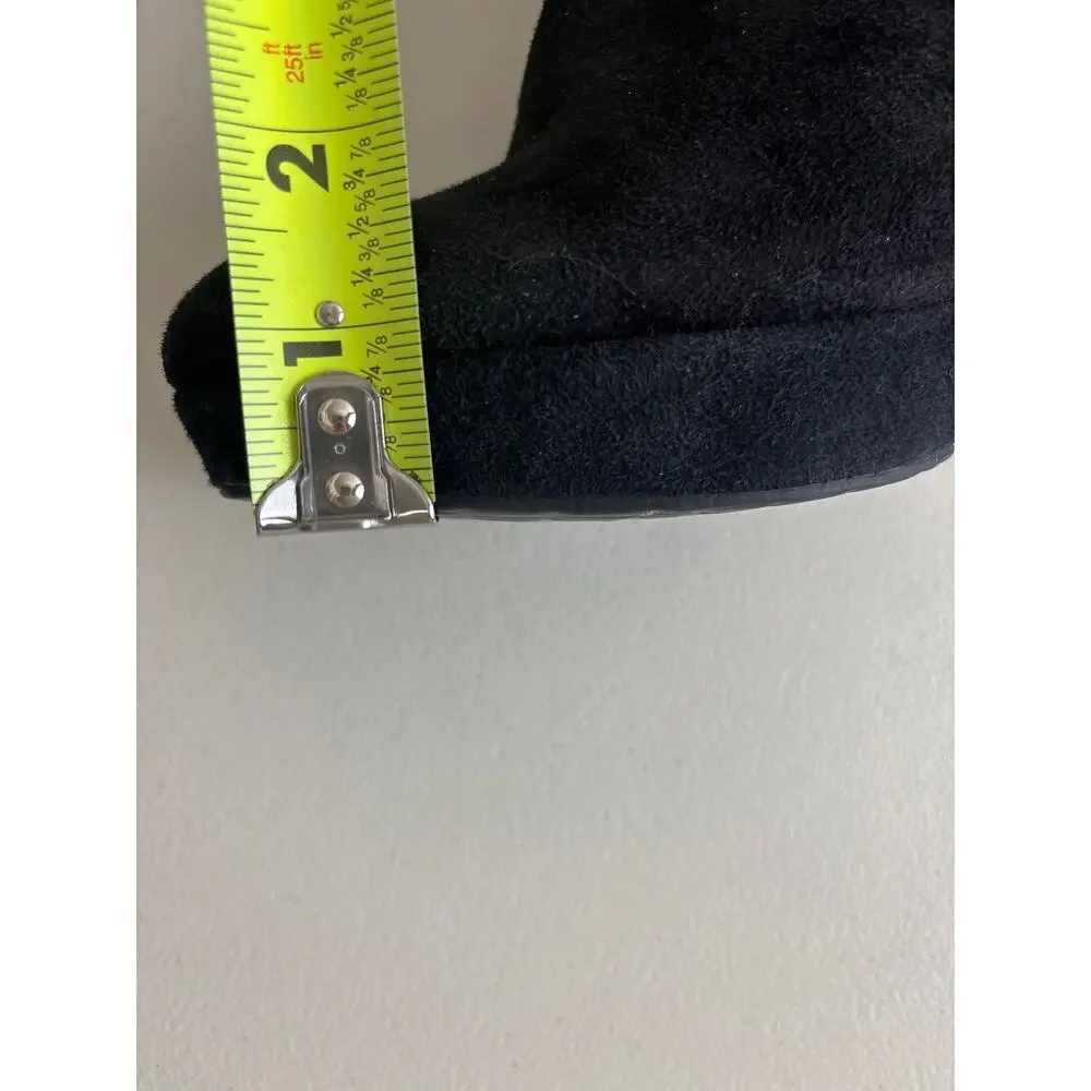 Rockport Black Suede Platform Ankle Boots Size 8 High Heel Zip Booties